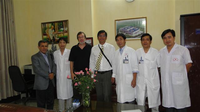 Dr. Zibari far left, Dr. Ari Halldorsson 3rd from left and Dr. Chu in yellow tie along with local medical staff in Hanoi, Vietnam.